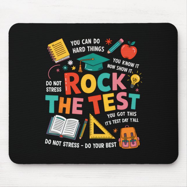 Rock The Test Funny Testing Day Teacher Student Te Mouse Mat (Front)