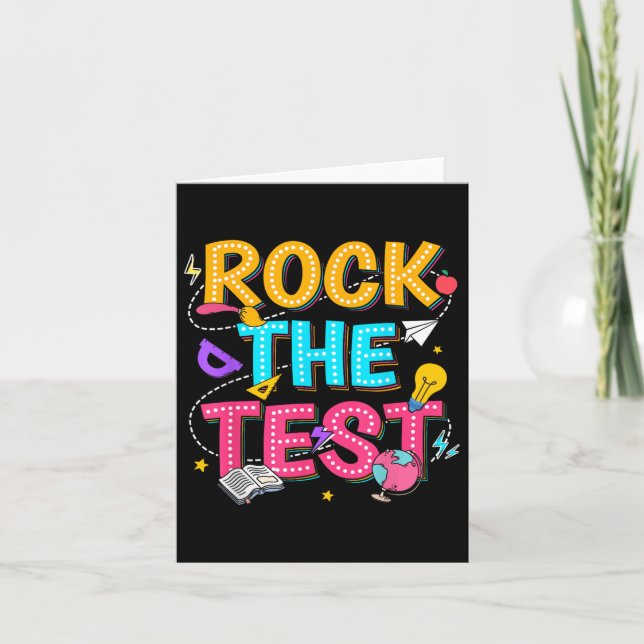 Rock The Test Motivational Testing Day For Teacher Card (Front)