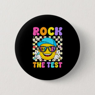 Rock the test smile face sunglasses teacher school 6 cm round badge