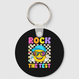 Rock the test smile face sunglasses teacher school key ring