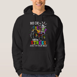 Rock The Test Teacher Siberian Husky Dabbing Monst Hoodie