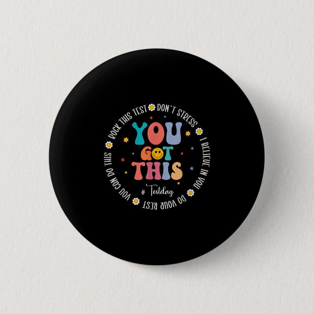 Rock The Test Teacher Testing Day Motivational Tes 6 Cm Round Badge (Front)