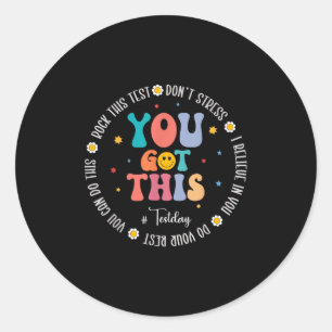 Rock The Test Teacher Testing Day Motivational Tes Classic Round Sticker