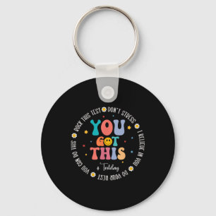 Rock The Test Teacher Testing Day Motivational Tes Key Ring