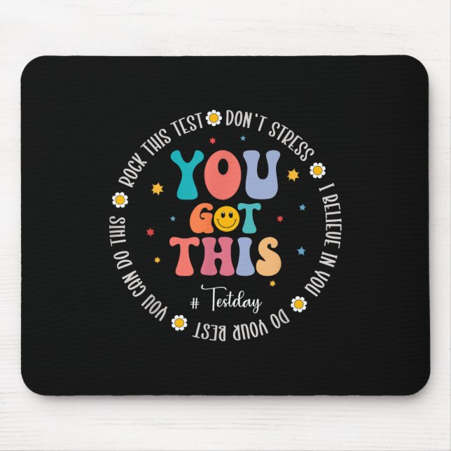 Rock The Test Teacher Testing Day Motivational Tes Mouse Mat (Front)