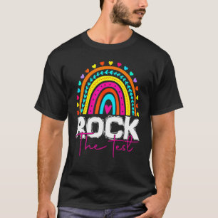 Rock The Test Test Day Teacher Rainbow Leopard Tes T-Shirt