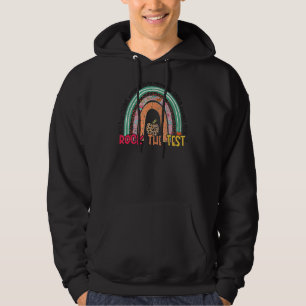 Rock The Test Test Day Teacher Testing Day Rainbow Hoodie