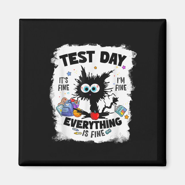 Rock The Test Testing Day Cat Its Fine  Magnet (Front)