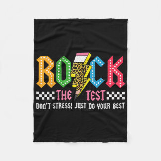 Rock The Test Testing Day Dont Stress Abcd Alphabe Fleece Blanket