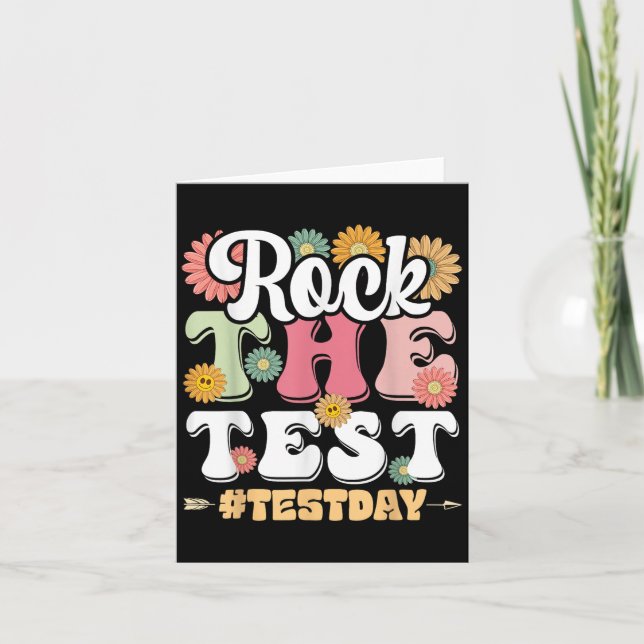 Rock The Test Testing Day Groovy Motivational Teac Card (Front)