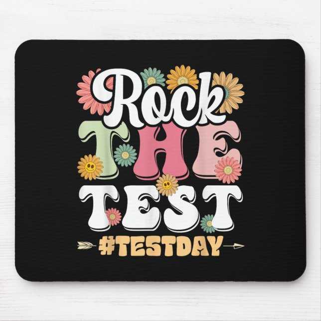 Rock The Test Testing Day Groovy Motivational Teac Mouse Mat (Front)