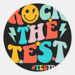Rock The Test Testing Day Motivational Students Ki Classic Round Sticker