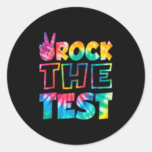 Rock The Test Testing Day Retro Motivational Teach Classic Round Sticker