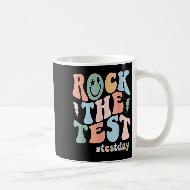 Rock The Test Testing Day Retro Motivational Teach Coffee Mug (Right)