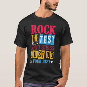 Rock The Test Testing Day Retro Motivational Teach T-Shirt