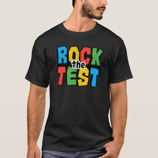 Rock The Test Testing Day Retro Motivational Teach T-Shirt (Front)