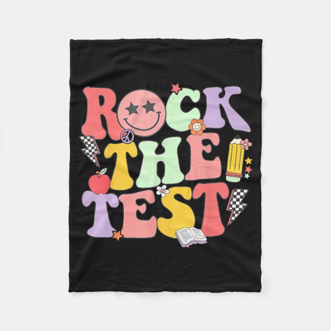 Rock The Test Testing Day Shirt For Teacher Studen Fleece Blanket (Front)