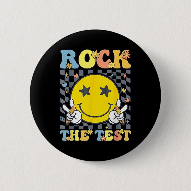 Rock The Test Testing Day Teacher  6 Cm Round Badge (Front)