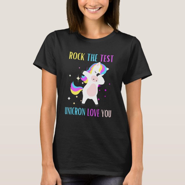 Rock The Test Unicorn Love You Women's Teacher Tes T-Shirt (Front)