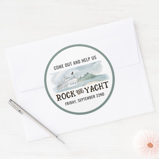 Rock the Yacht  Classic Round Sticker (Envelope)