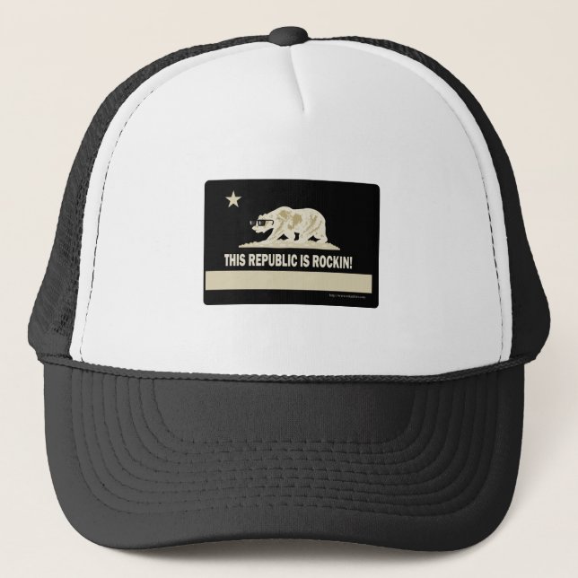 Rock this Republic Fun California Bear Flag Trucker Hat (Front)