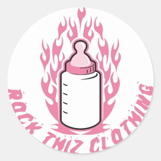Rock Thiz Clothing Stickers Pink Baby Bottle (Front)