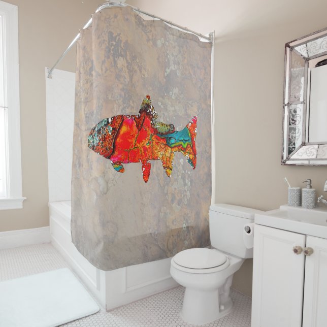 Rock Trout Shower Curtain (In Situ)
