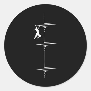 Rock Wall Climber Heartbeat Ecg Pulse Bouldering M Classic Round Sticker