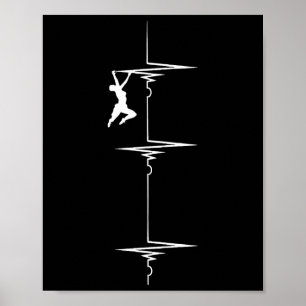 Rock Wall Climber Heartbeat Ecg Pulse Bouldering M Poster