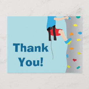 Rock Wall Climbing Birthday Party Thank You Postcard