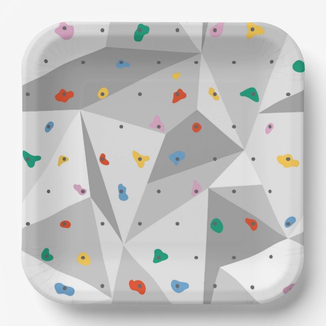 Rock Wall Climbing Paper Plate (Front)
