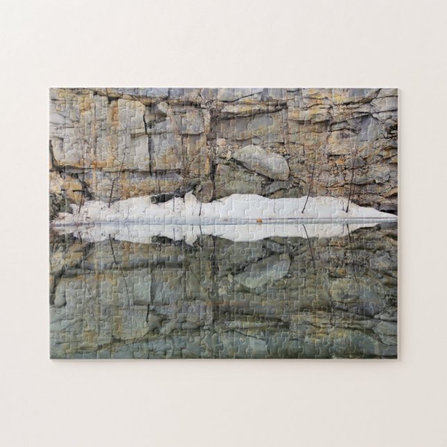 Rock Wall Reflections In Pond Nature  Jigsaw Puzzle (Horizontal)