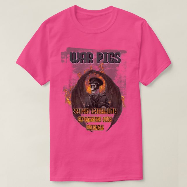 Rock War Pigs general skeleton devil satan laughin T-Shirt (Design Front)