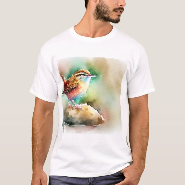 Rock Wren 100924AREF109 - Watercolor T-Shirt (Front)