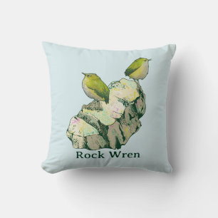Rock Wren birds New Zealand Cushion