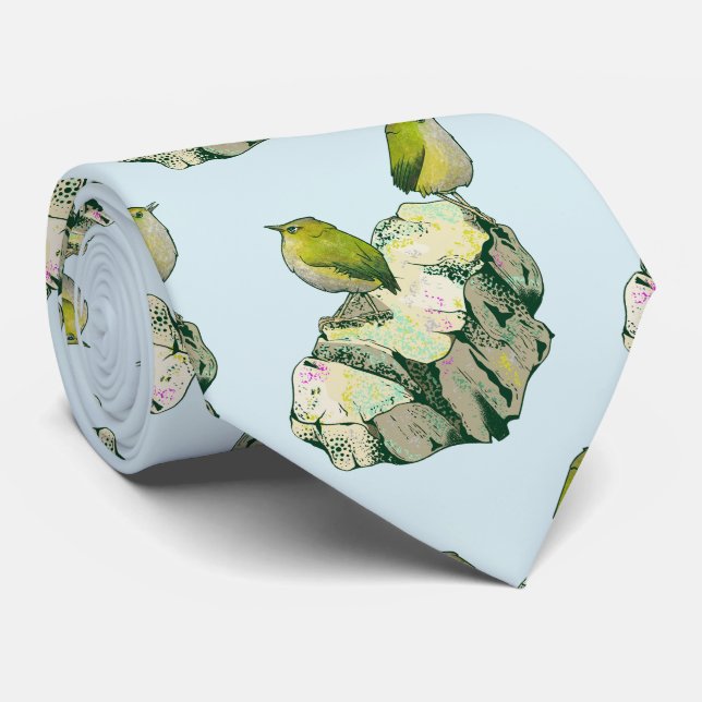 Rock Wren birds New Zealand Tie (Rolled)