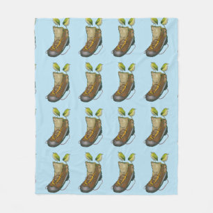 Rock Wren Tuke On a hiking boot Fleece Blanket