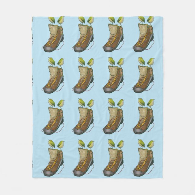 Rock Wren Tuke On a hiking boot Fleece Blanket (Front)