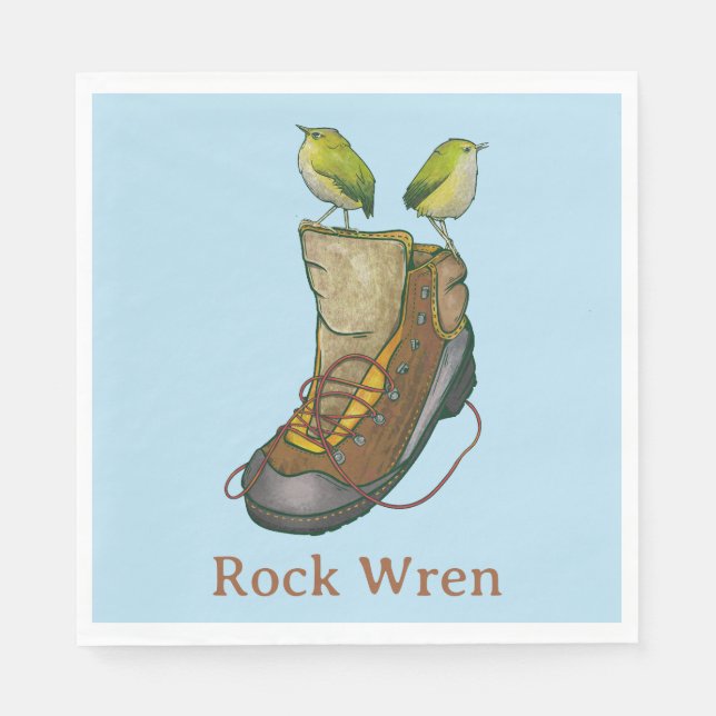 Rock Wren Tuke On a hiking boot Napkin (Front)