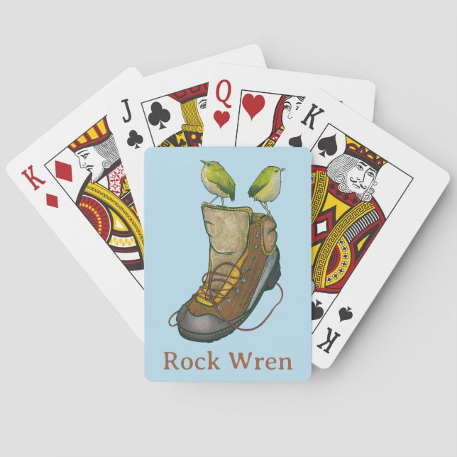 Rock Wren Tuke On a hiking boot Playing Cards (Back)