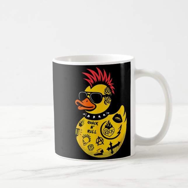 Rock Yellow Rubber Duck Men Women Kids Funny Duck  Coffee Mug (Right)