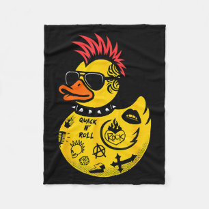 Rock Yellow Rubber Duck Men Women Kids Funny Duck  Fleece Blanket