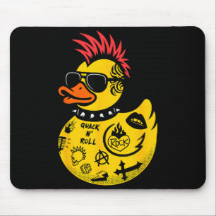 Rock Yellow Rubber Duck Men Women Kids Funny Duck Mouse Mat