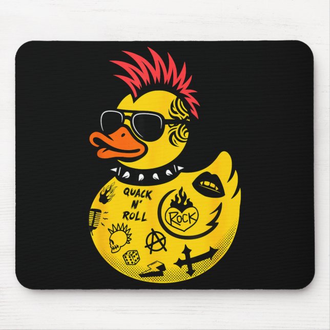 Rock Yellow Rubber Duck Men Women Kids Funny Duck  Mouse Mat (Front)