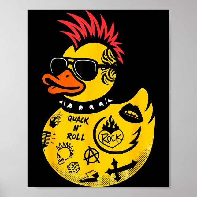 Rock Yellow Rubber Duck Men Women Kids Funny Duck  Poster (Front)