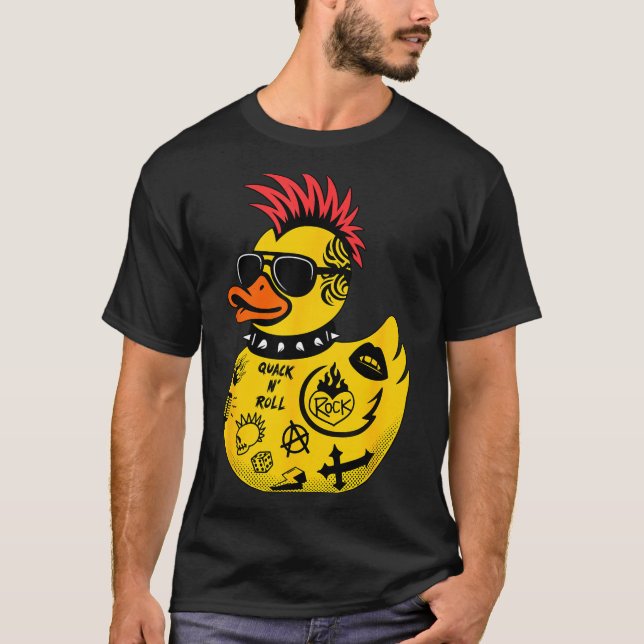Rock Yellow Rubber Duck Men Women Kids Funny Duck  T-Shirt (Front)