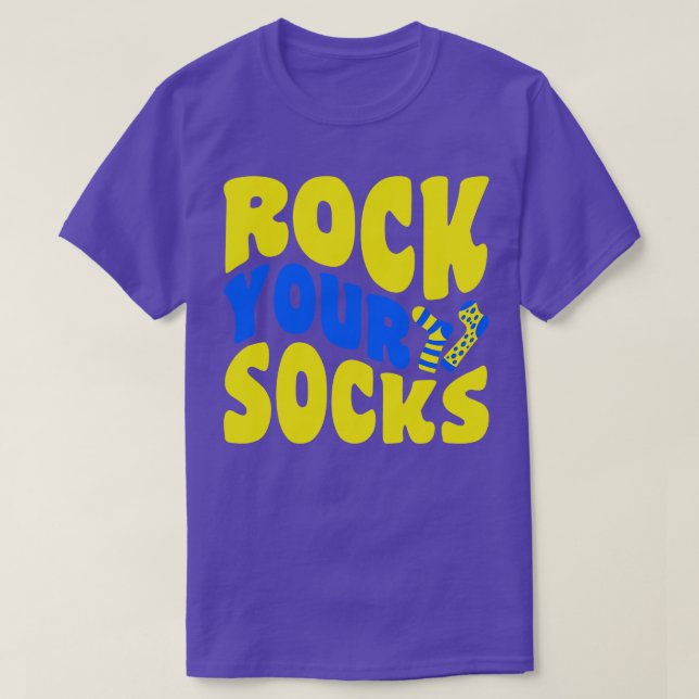 Rock Your Socks Down Syndrome Awareness T-Shirt (Design Front)