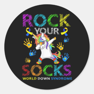 Rock Your Socks World Down Syndrome Awareness Classic Round Sticker