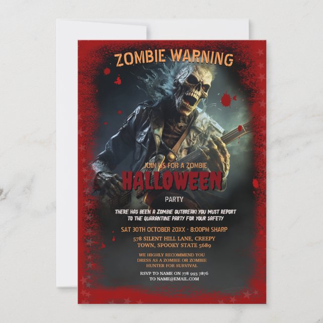 Rock Zombie Halloween Party Invitation (Front)