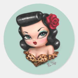 Rockabilly Baby Doll Classic Round Sticker